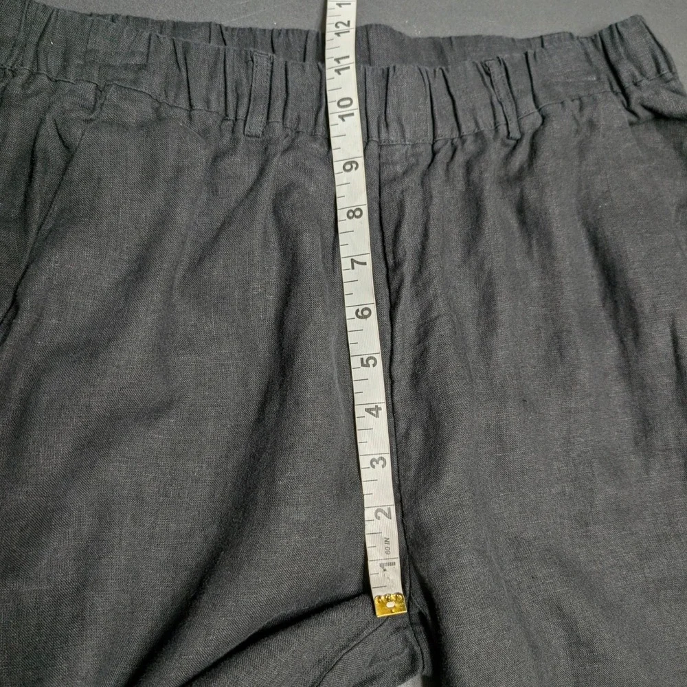 Quince Womens Black 100% European Flax Linen Elastic Waist Pants Size M